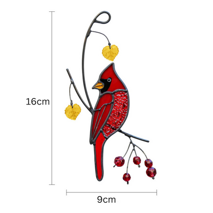 Cardinal Bird Stained Glass Suncatchers for Windows
