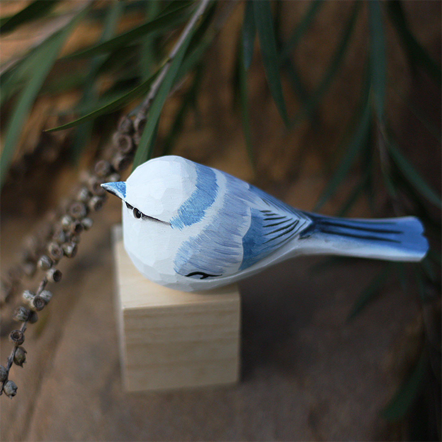 Wooden Sky Blue Tit Bird