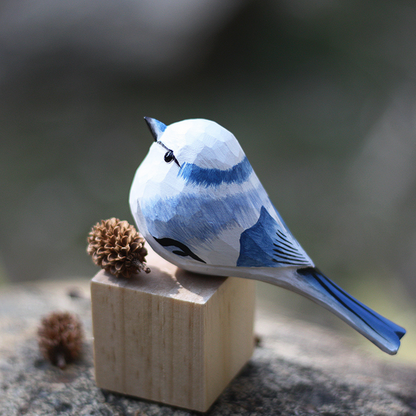 Wooden Sky Blue Tit Bird
