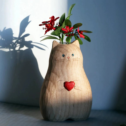 Cat Vase Wooden