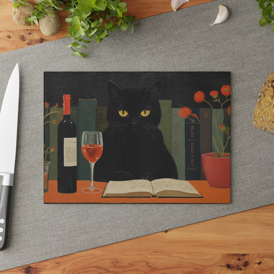 Glass Cutting Board Black Cat