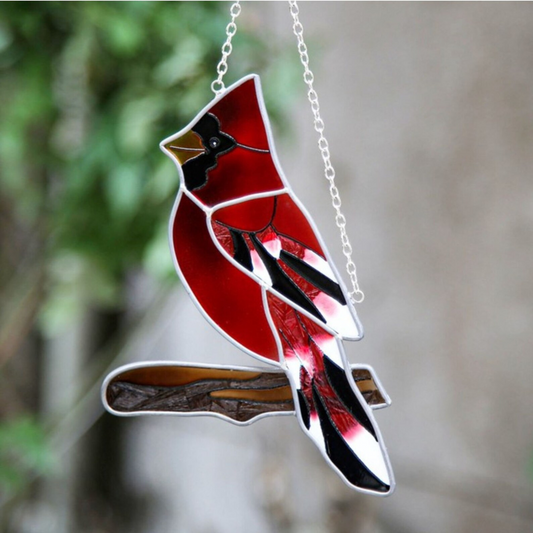 Cardinal Bird Stained Glass Suncatchers for Windows