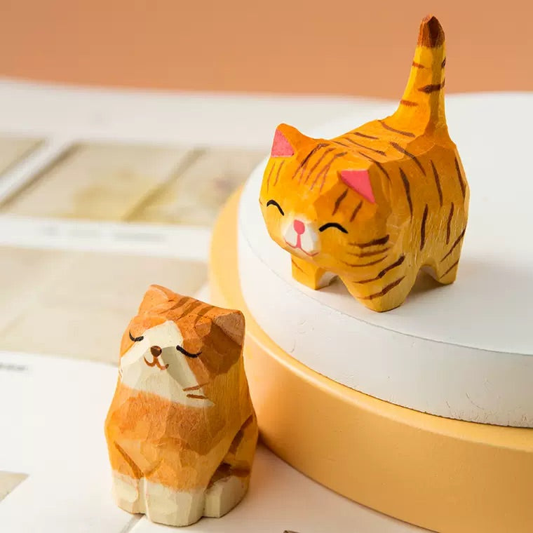 Wooden Cats Statue