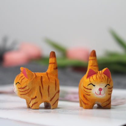 Wooden Cats Statue